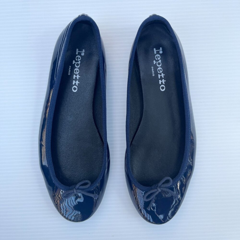 Repetto Lili Patent Leather Flats "Navy" Blue- Size 37.5 EU/Size 6 US